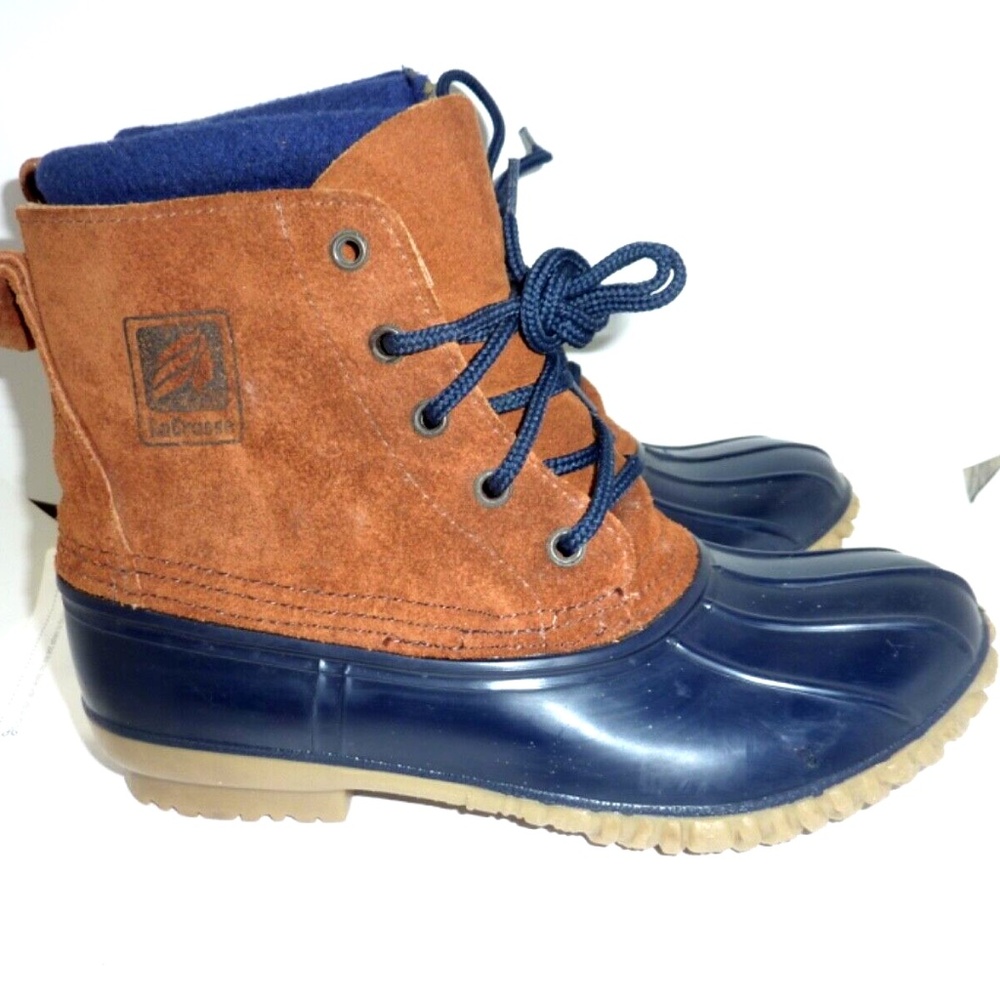 Vintage Lacrosse Duck Boot Womens 6 Blue Lace Up Lined Polartec Winter Made USA